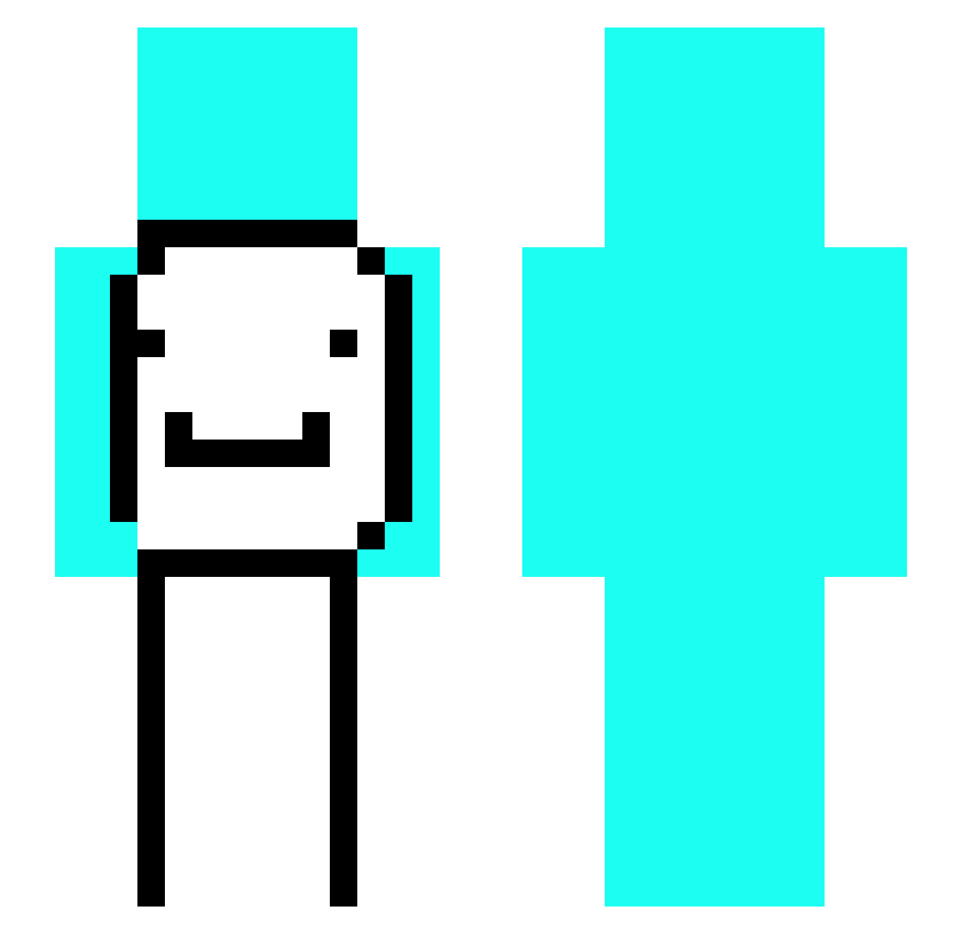 Fuzemax Minecraft skin, front and back view
