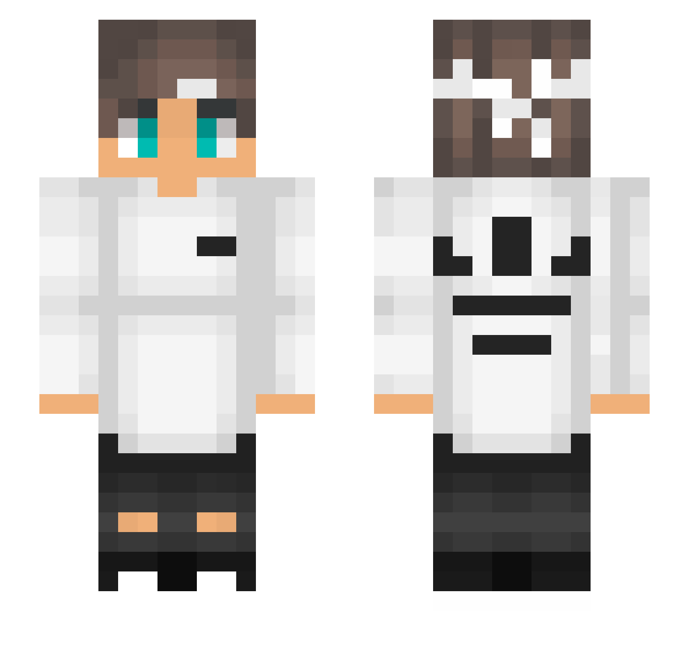 POVKAKTUSS Minecraft skin, front and back view