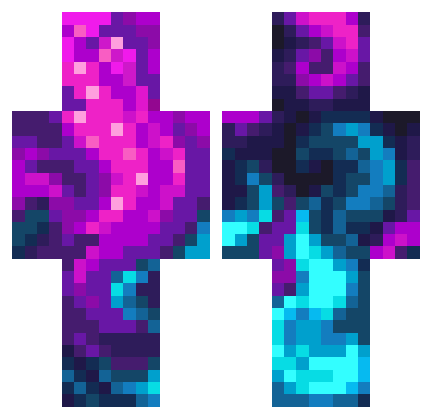 Frequency Minecraft skin, front and back view