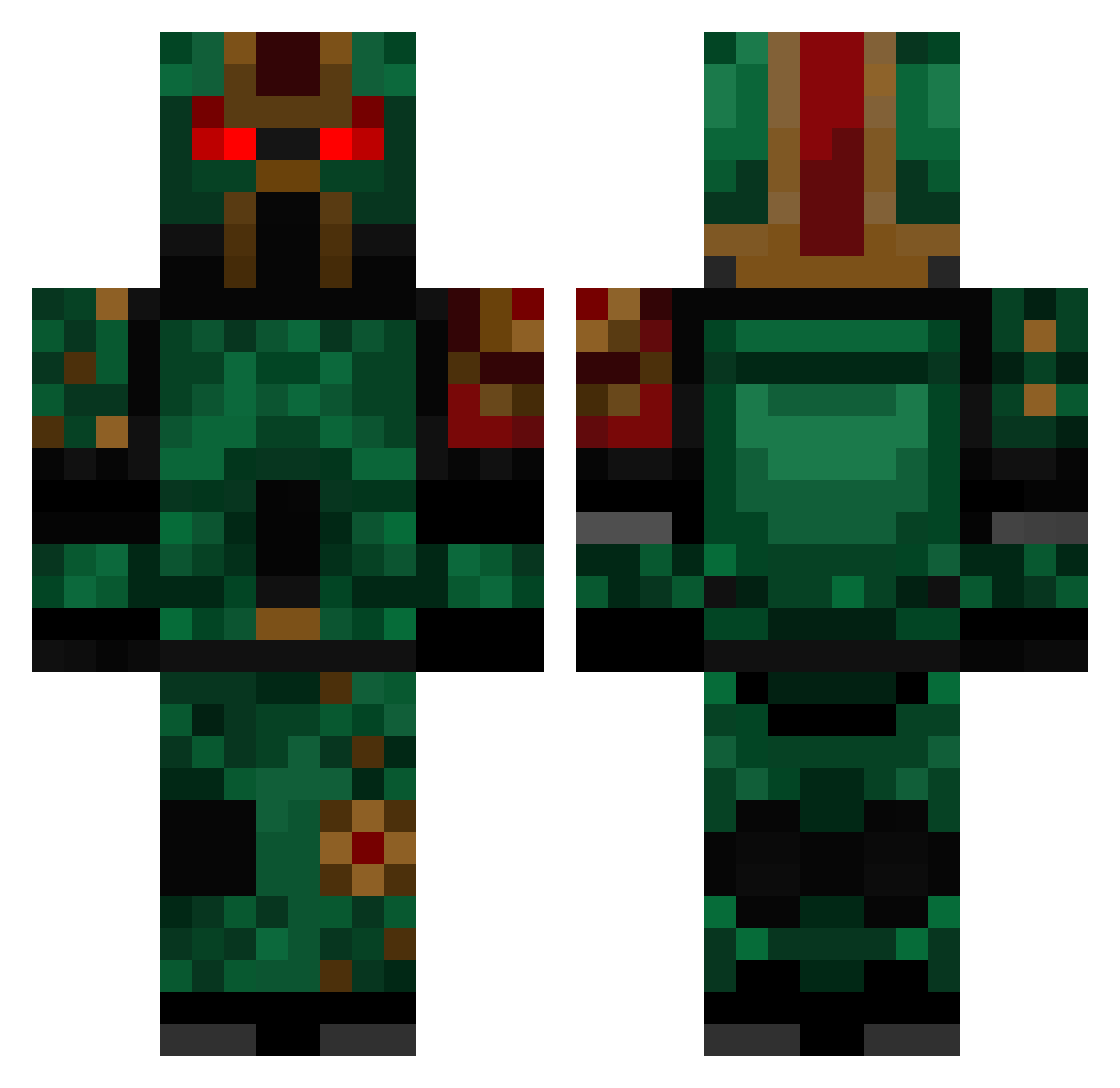 Faxemanden Minecraft skin, front and back view