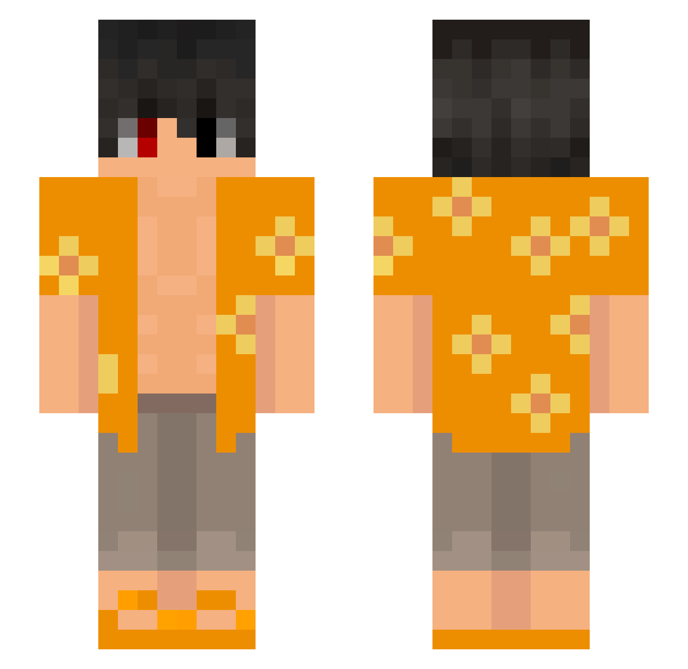 Mqrty Minecraft skin, front and back view