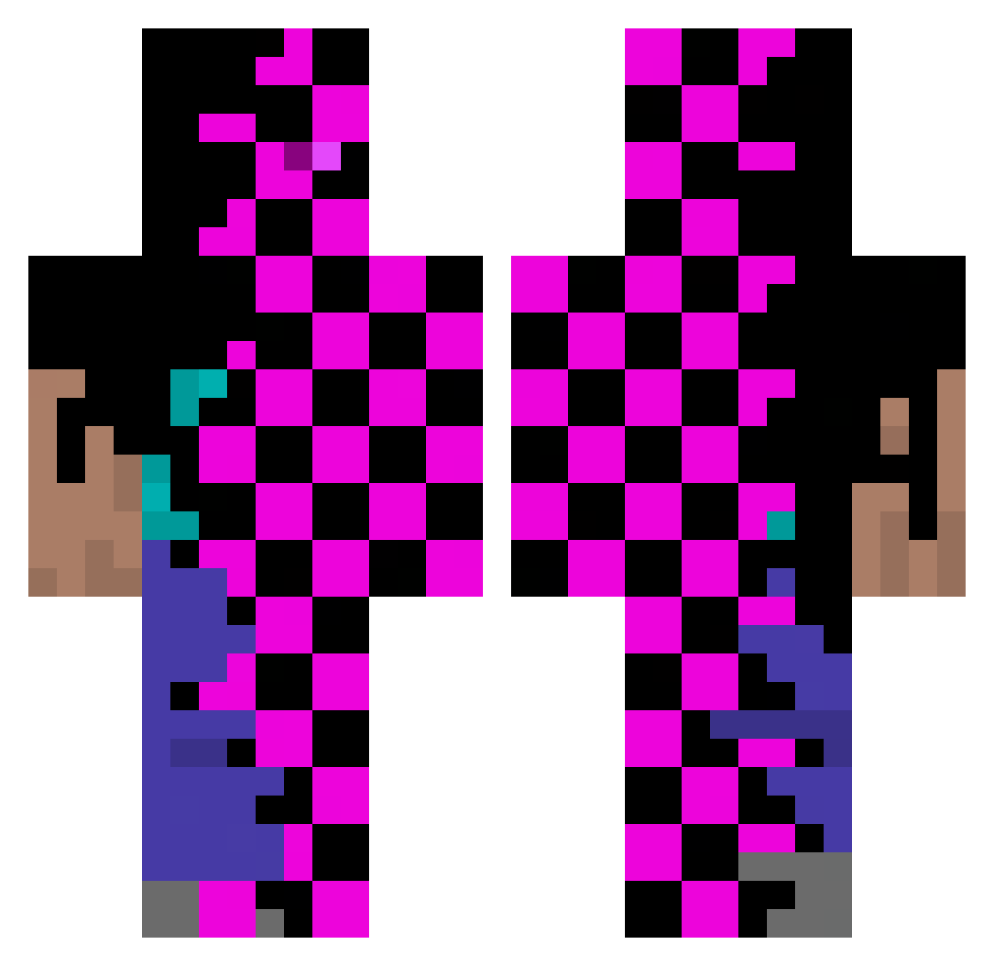AdamoJPxD Minecraft skin, front and back view