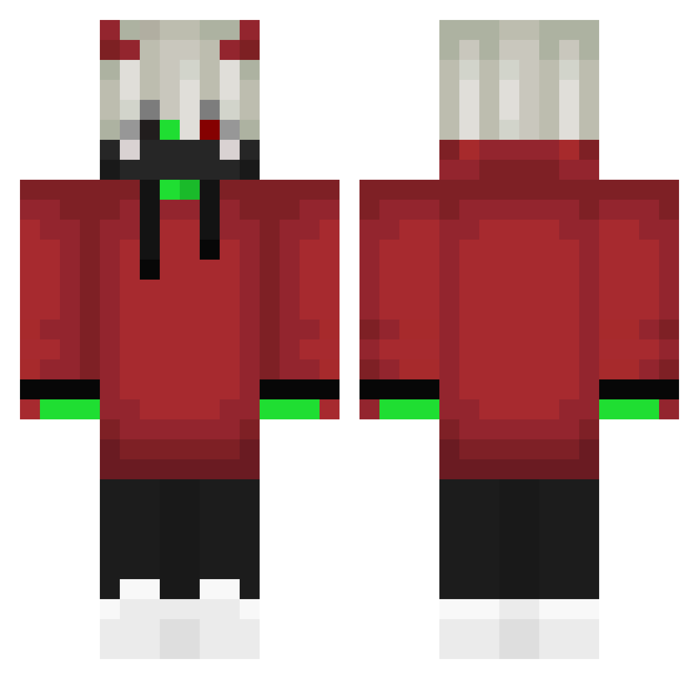 TentenSama Minecraft skin, front and back view