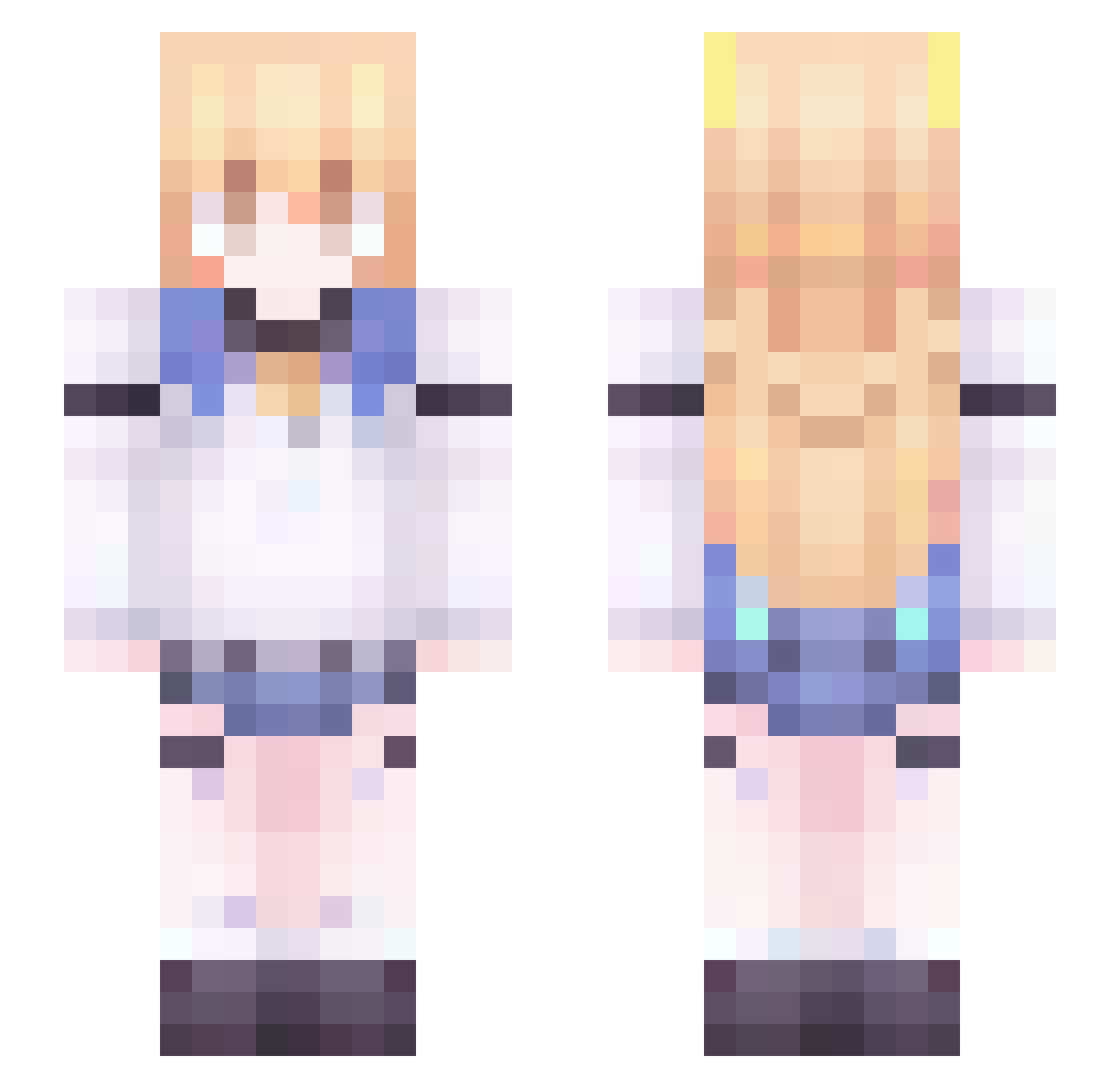 nightP0P Minecraft skin, front and back view