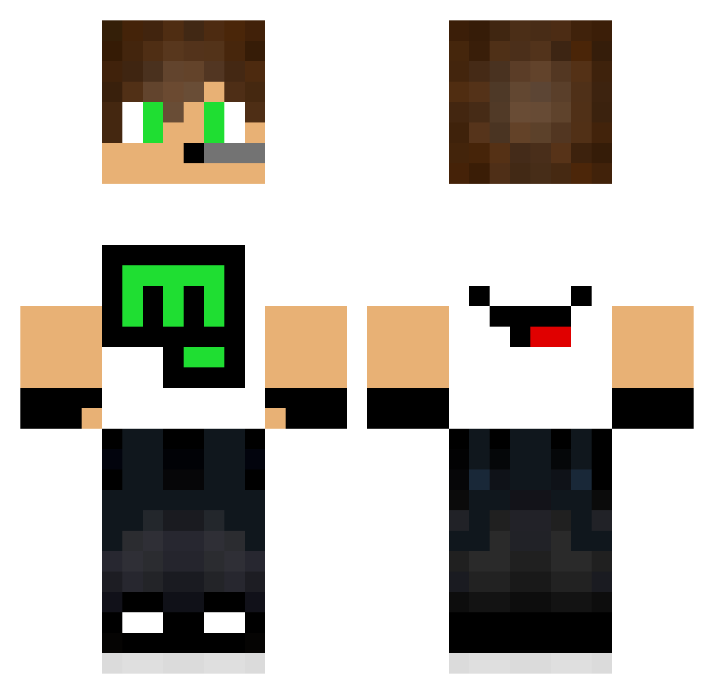 ShowMeTheChaos Minecraft skin, front and back view