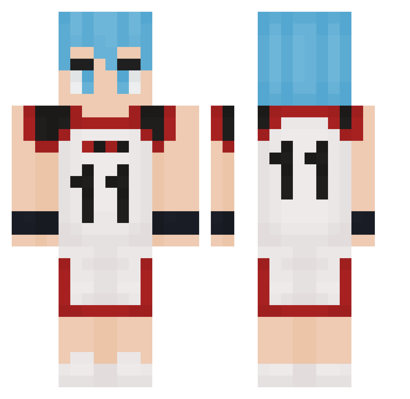 Peakzyz Minecraft skin, front and back view