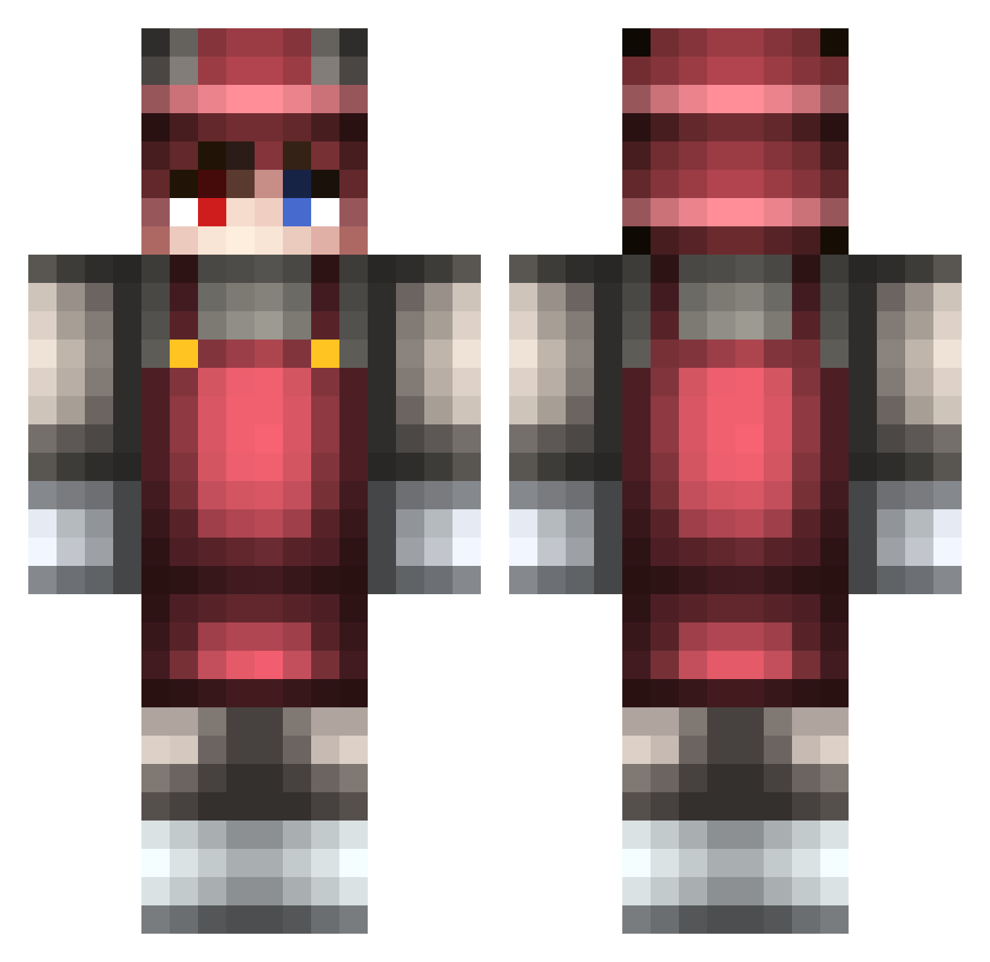 DesignTBE Minecraft skin, front and back view