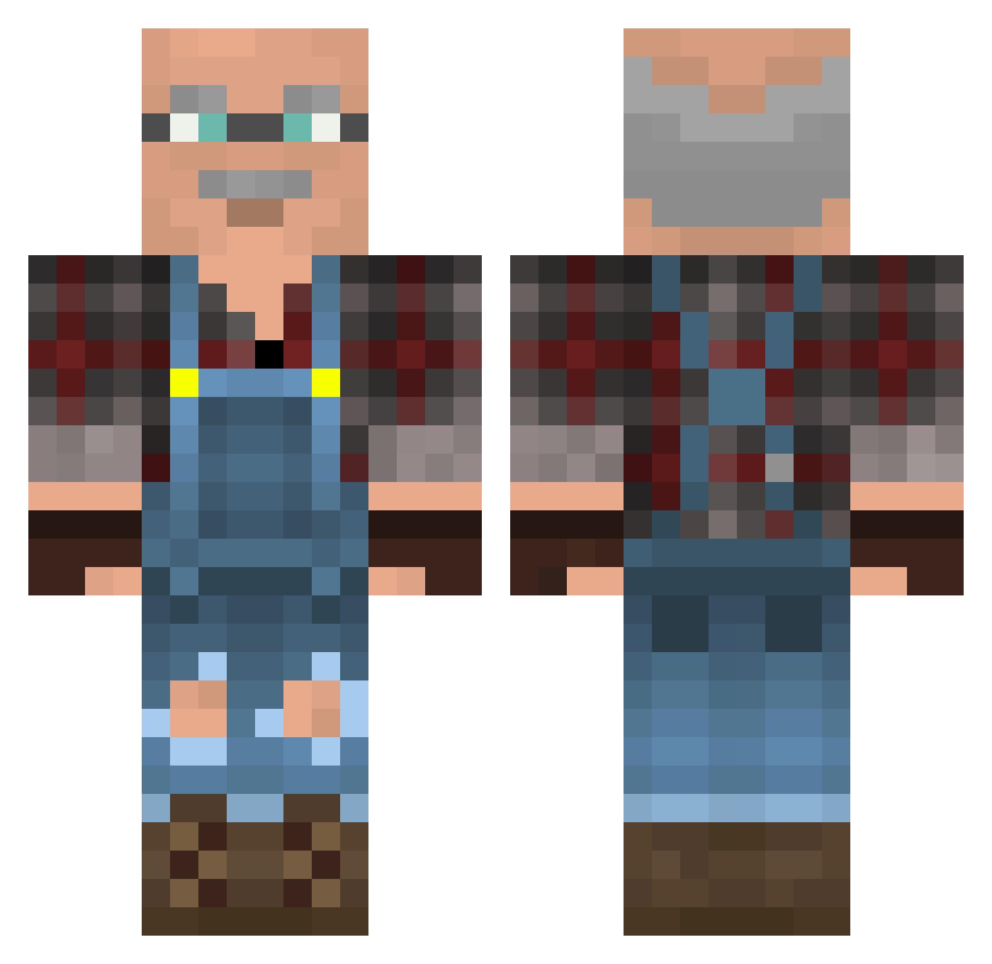 Zainox_ Minecraft skin, front and back view