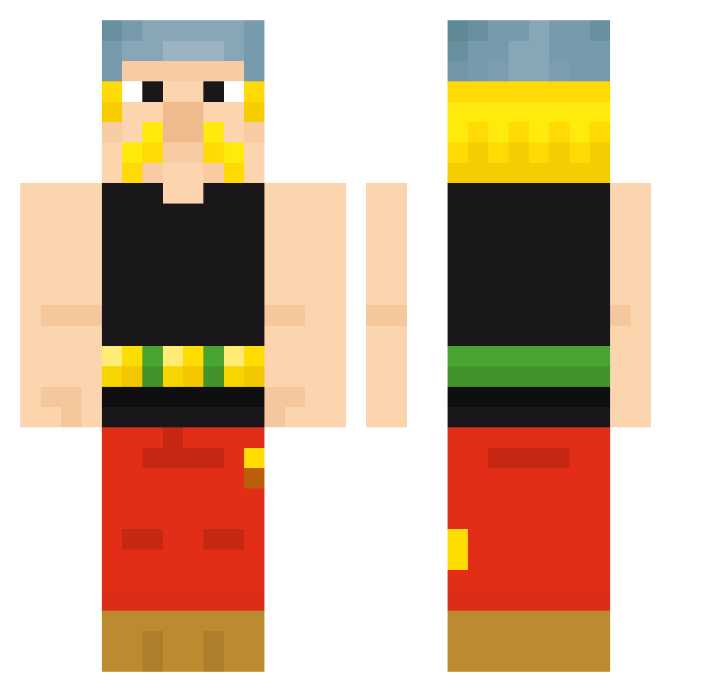 Crossfait Minecraft skin, front and back view