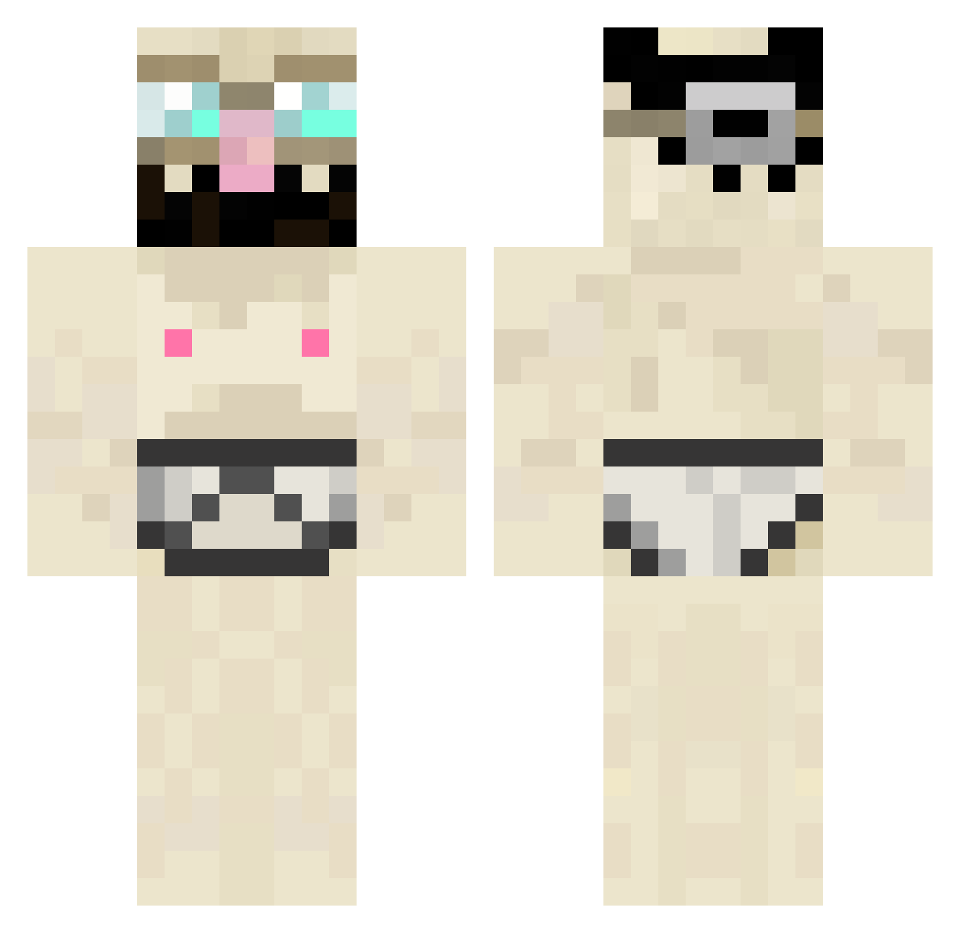 peachy Minecraft skin, front and back view