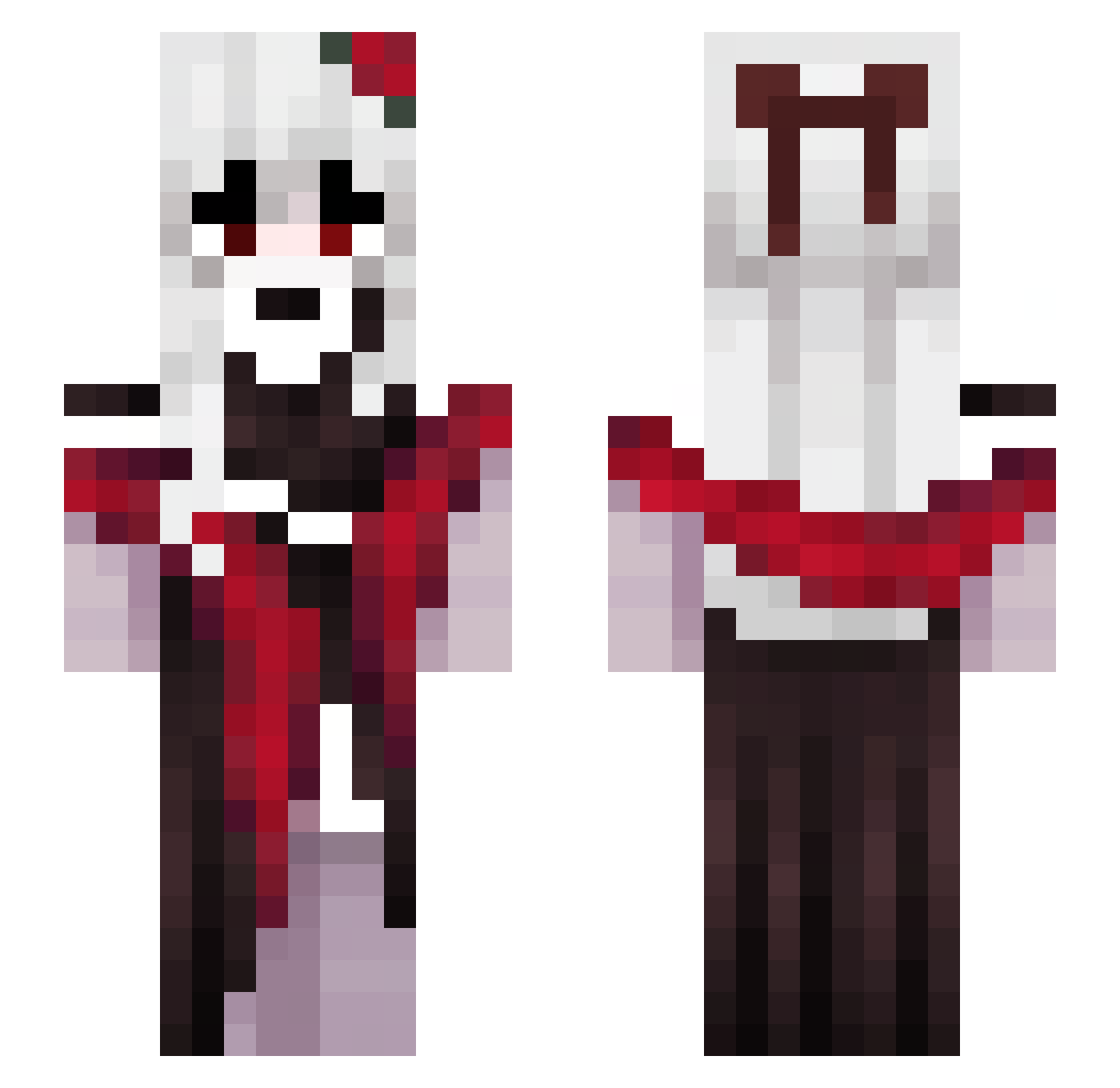Vampireworms Minecraft skin, front and back view