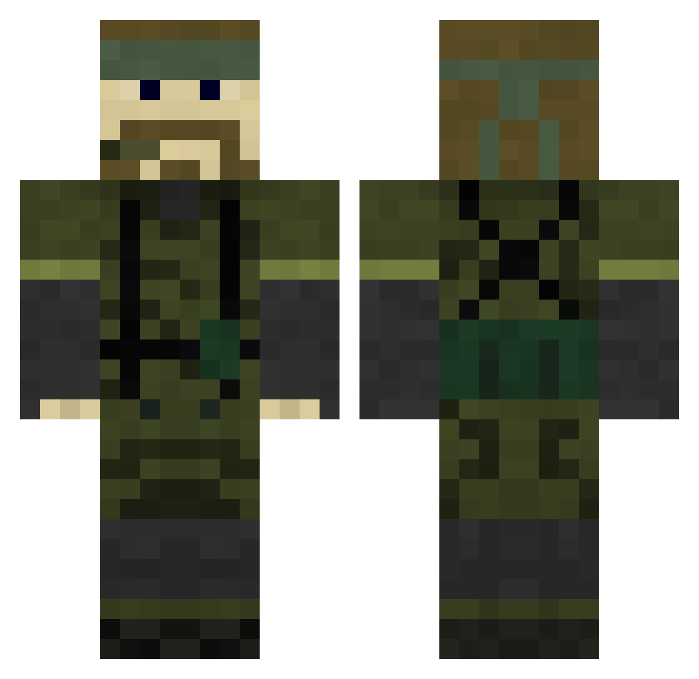 Consumer Minecraft skin, front and back view