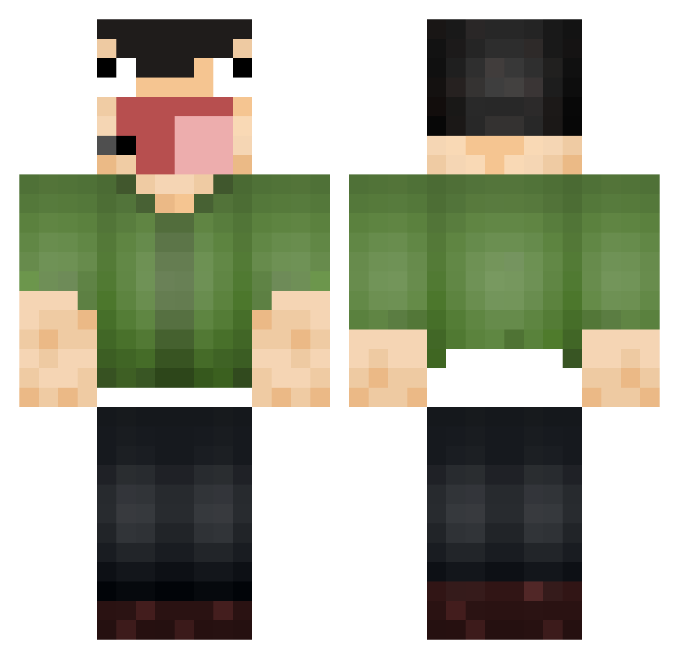 Aegran Minecraft skin, front and back view
