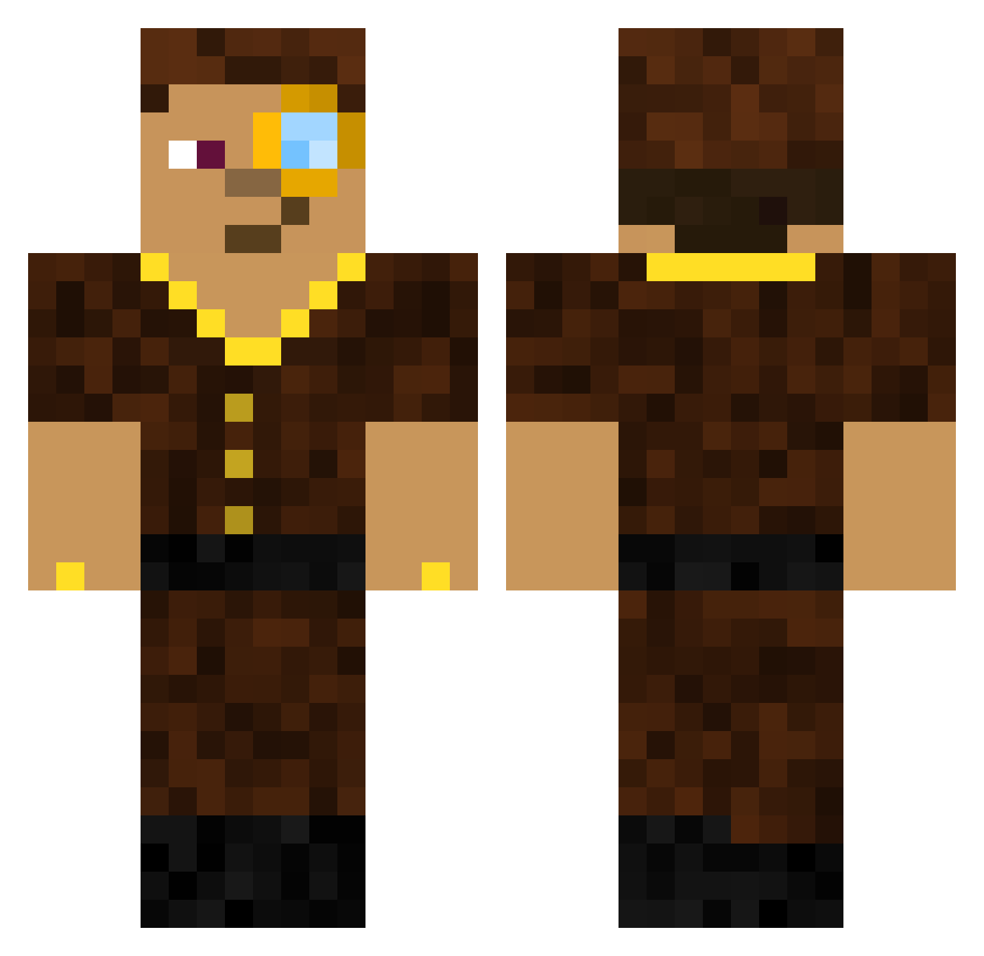 Etymology Minecraft skin, front and back view