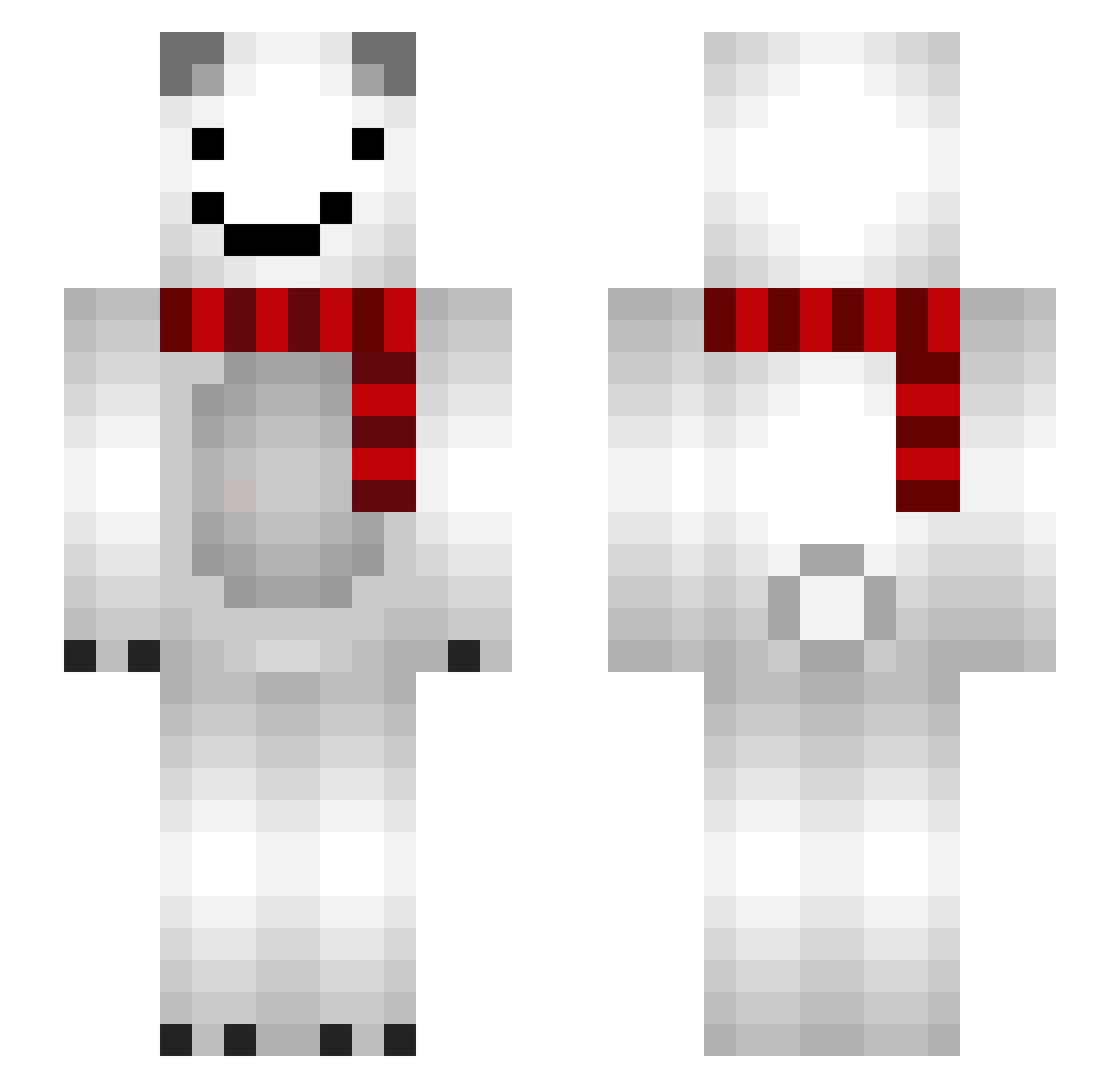 Tourments Minecraft skin, front and back view