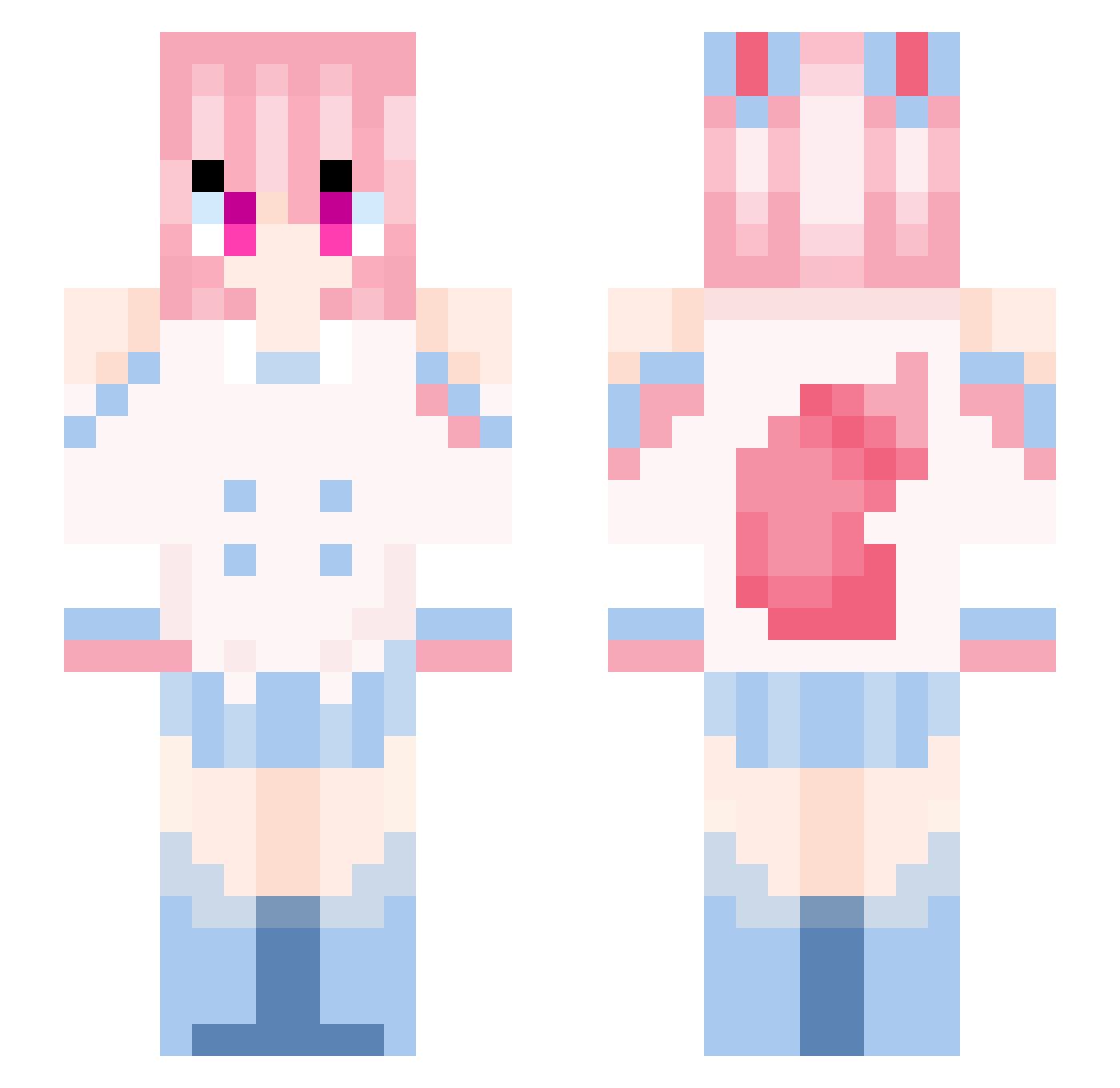 PokeKaylee Minecraft skin, front and back view