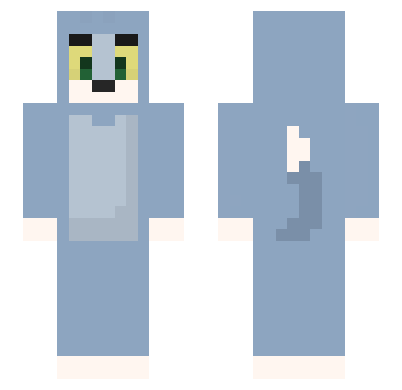 Mimicism Minecraft skin, front and back view