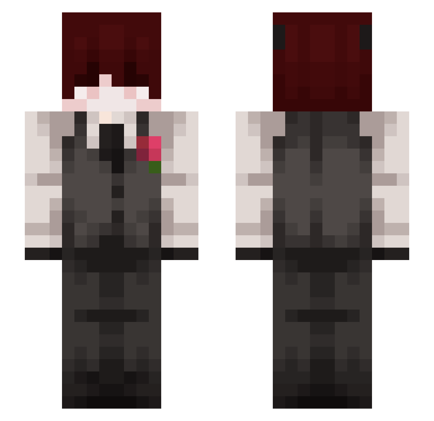 UrbNo Minecraft skin, front and back view