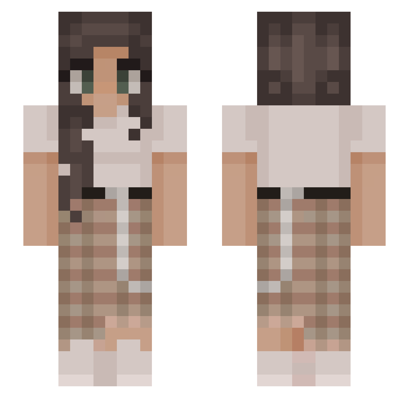 pusherpasta Minecraft skin, front and back view