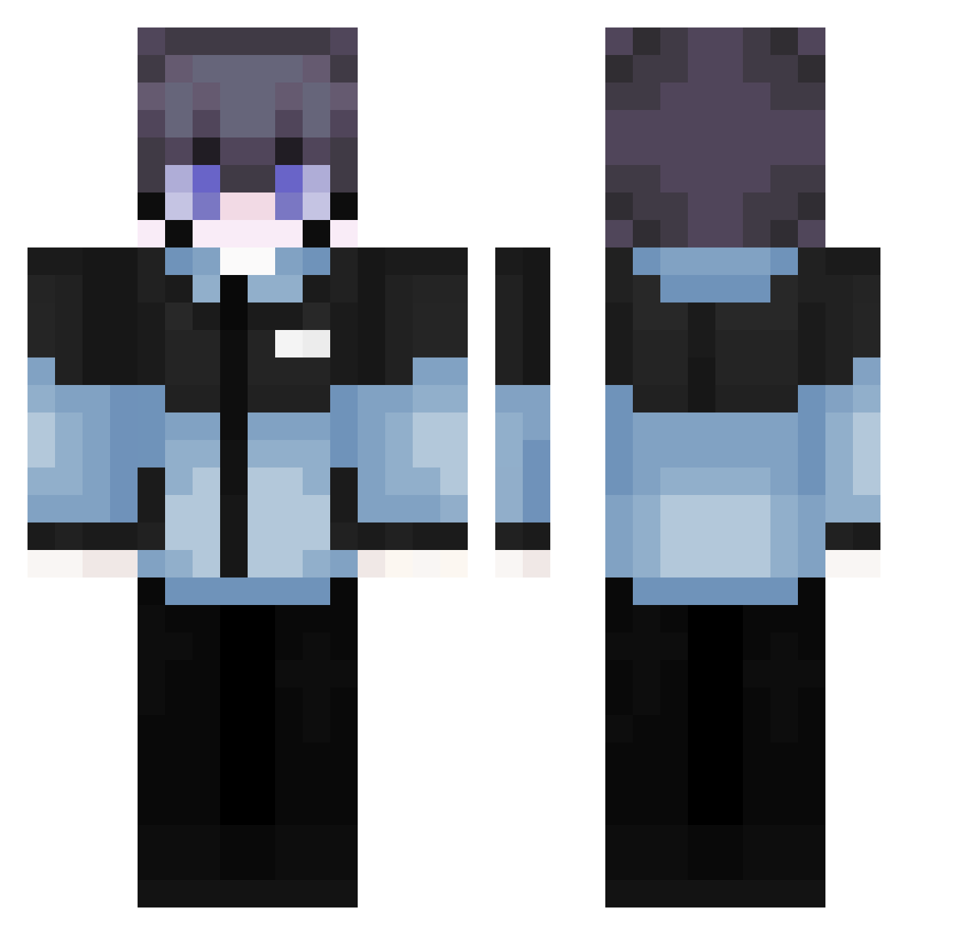 StarterHere Minecraft skin, front and back view