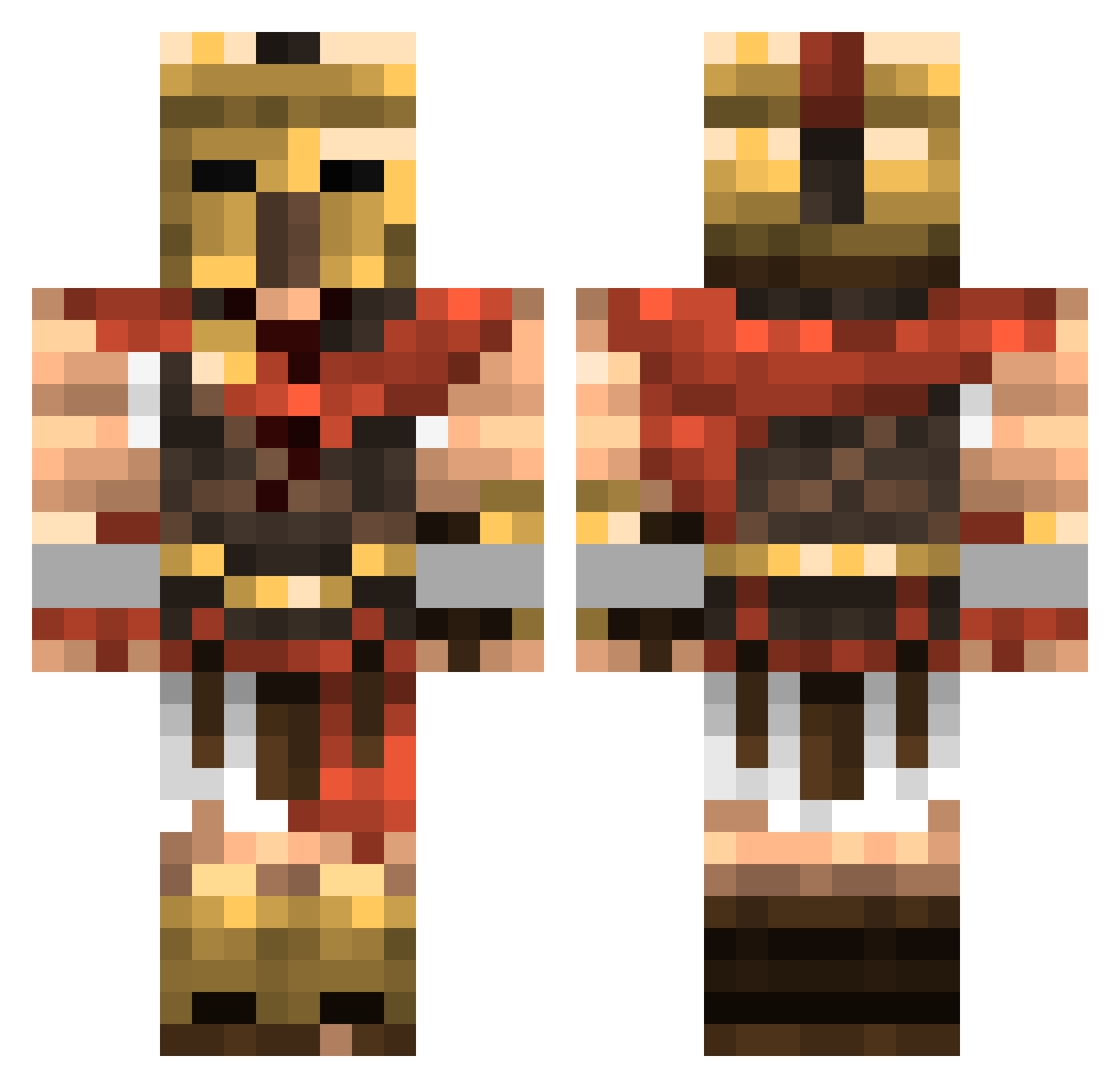 DeusLiloo Minecraft skin, front and back view