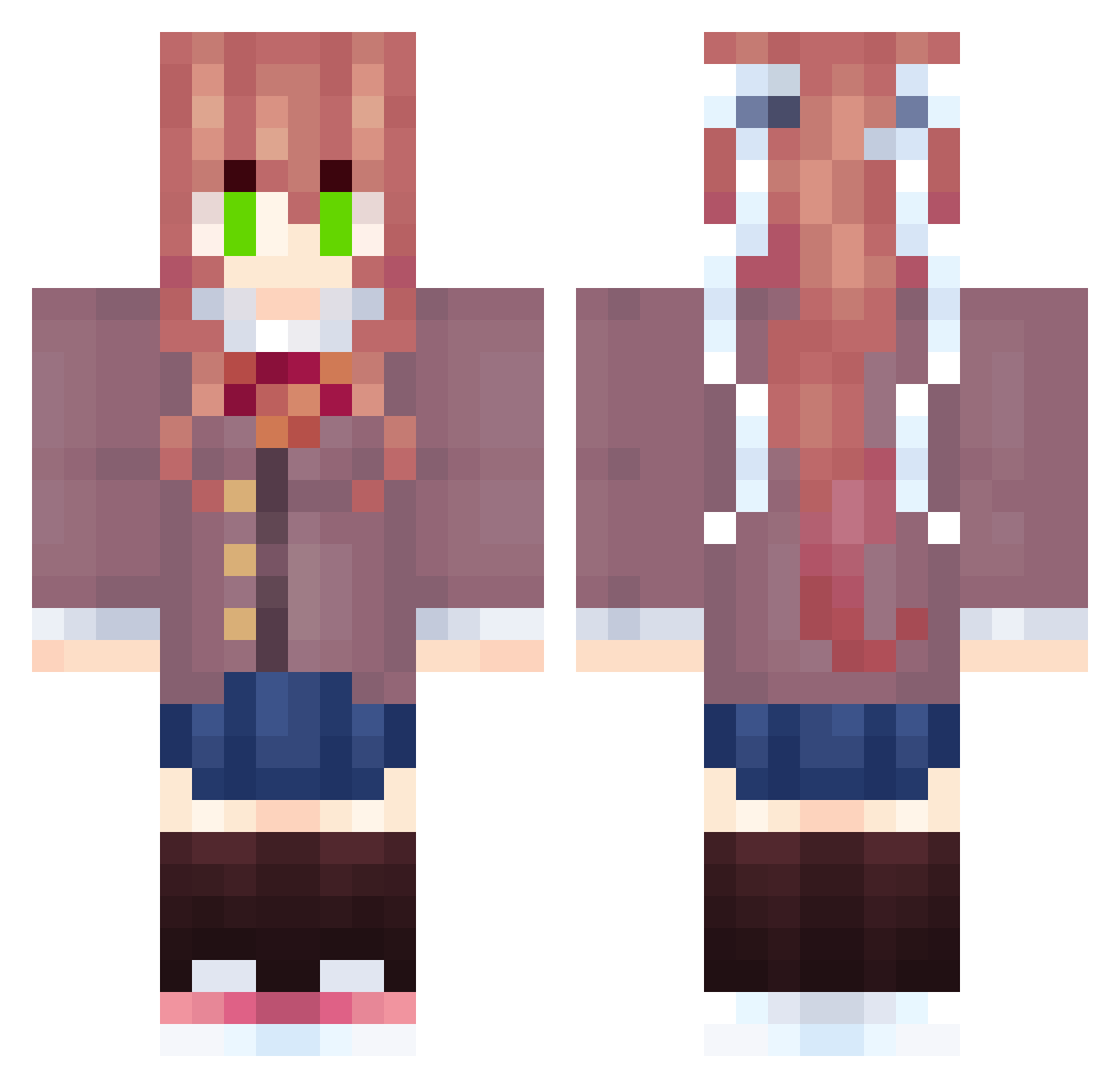 pennysmasher Minecraft skin, front and back view