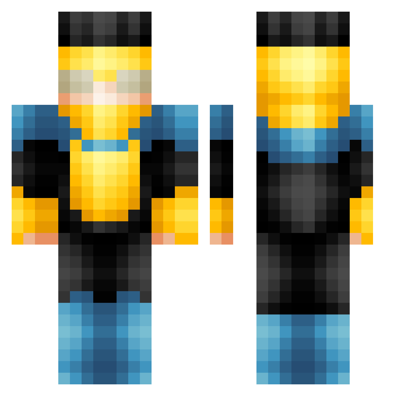 baldhitman Minecraft skin, front and back view