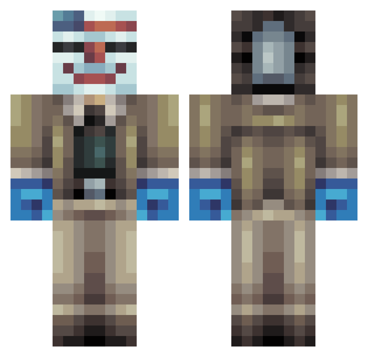 Rileyeatscake Minecraft skin, front and back view