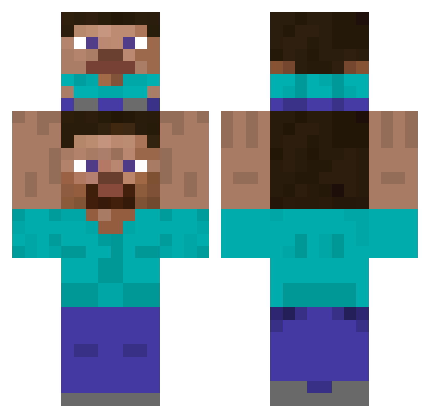 zzx22alva Minecraft skin, front and back view