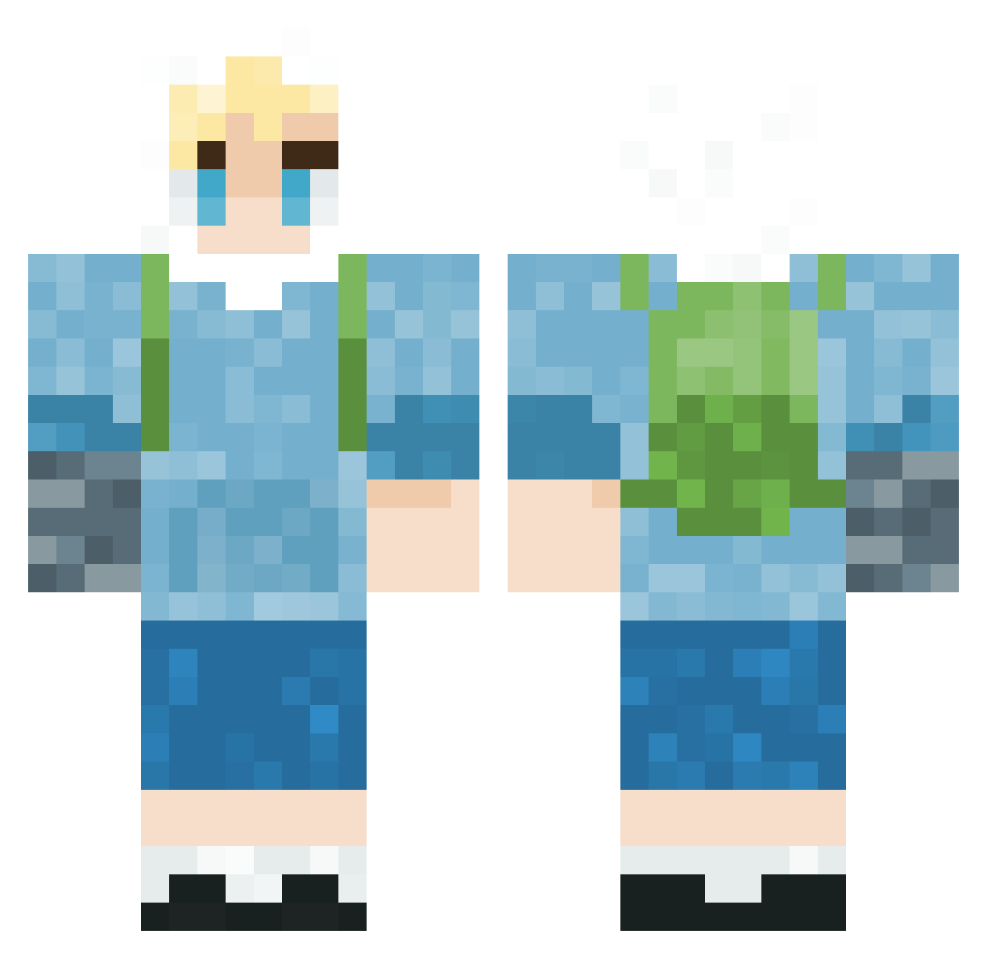DeathGatling Minecraft skin, front and back view