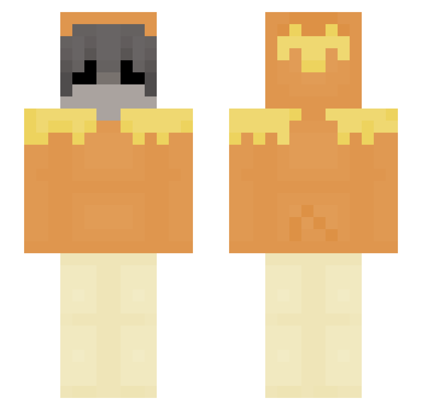Torchic11 Minecraft skin, front and back view