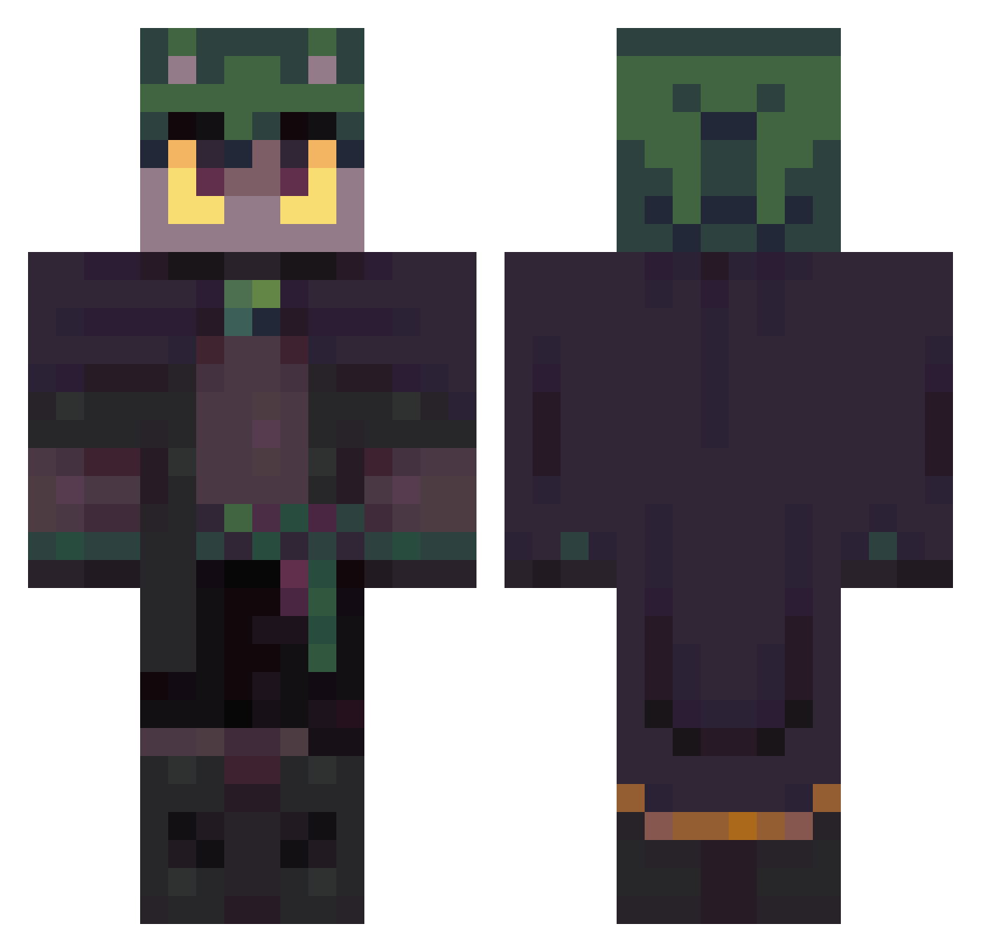 polyhectic Minecraft skin, front and back view