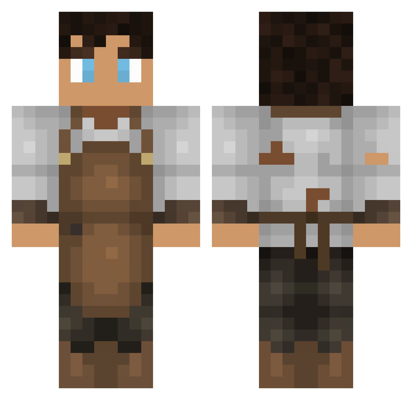 SolvedWarrior Minecraft skin, front and back view