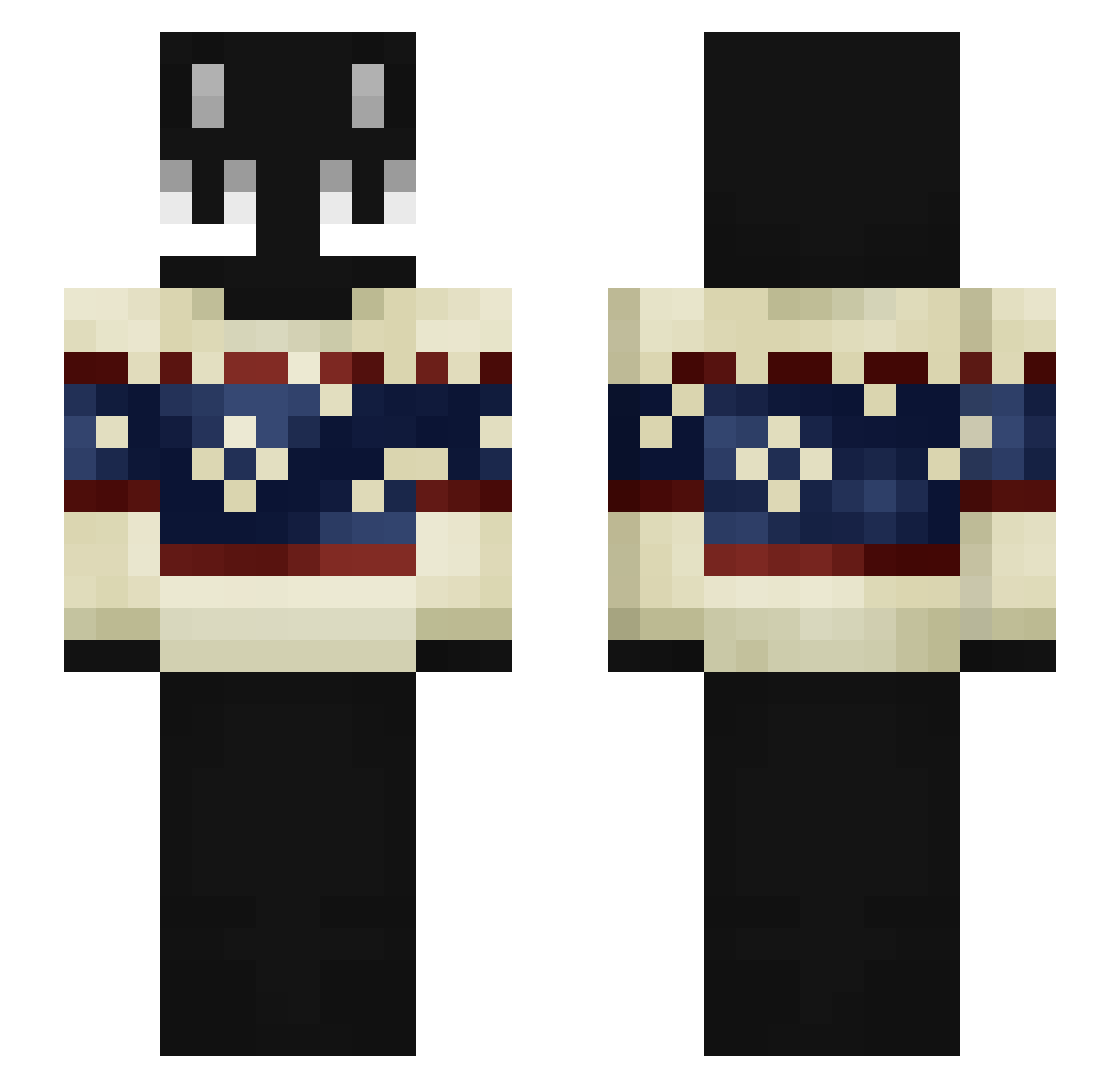 PossumPacha Minecraft skin, front and back view