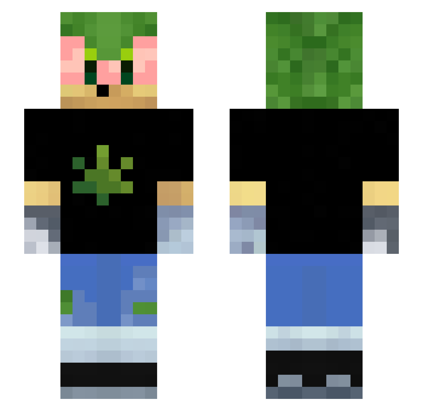 xdVYLE Minecraft skin, front and back view