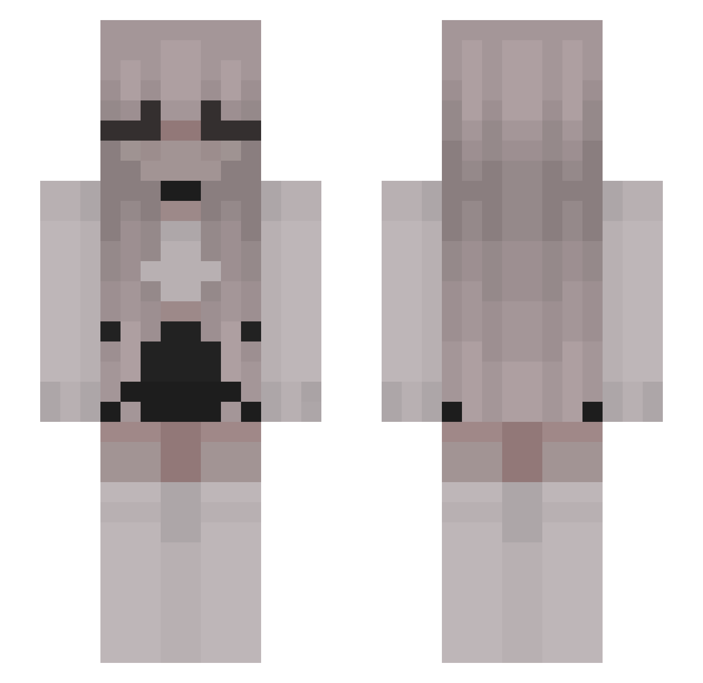 PeaFowls Minecraft skin, front and back view