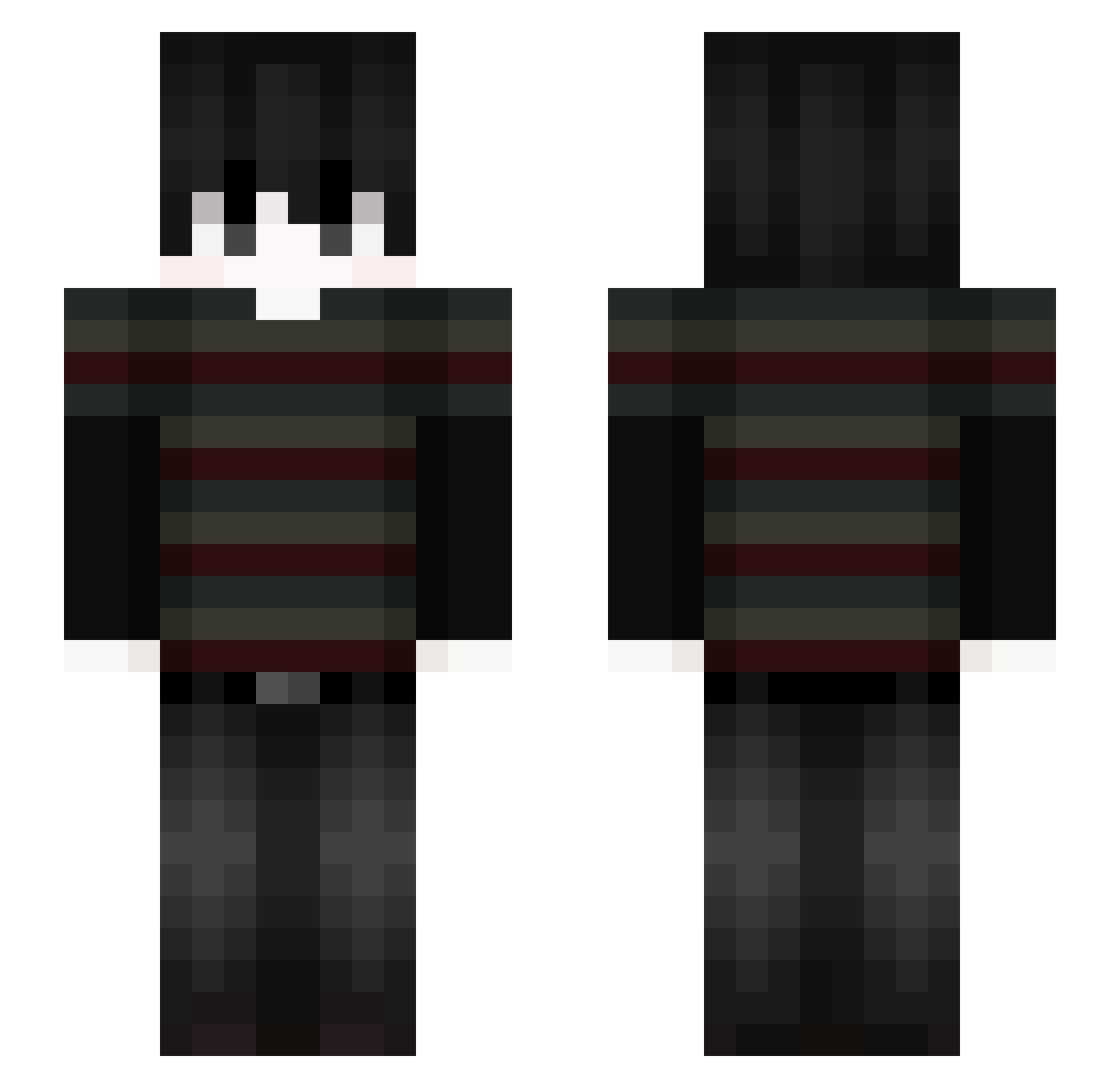 PWSD2 Minecraft skin, front and back view
