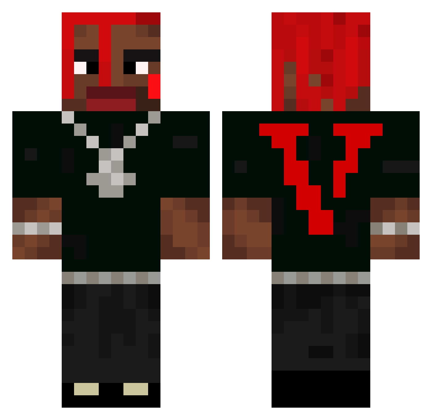 HeatStormzy Minecraft skin, front and back view