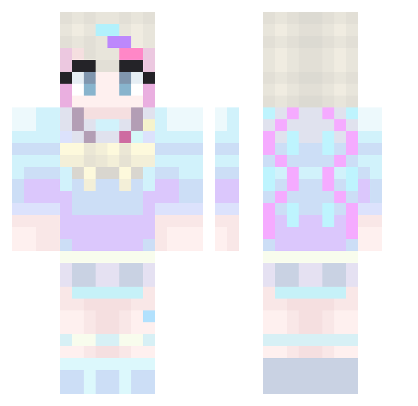 zzzyyylll_ty Minecraft skin, front and back view
