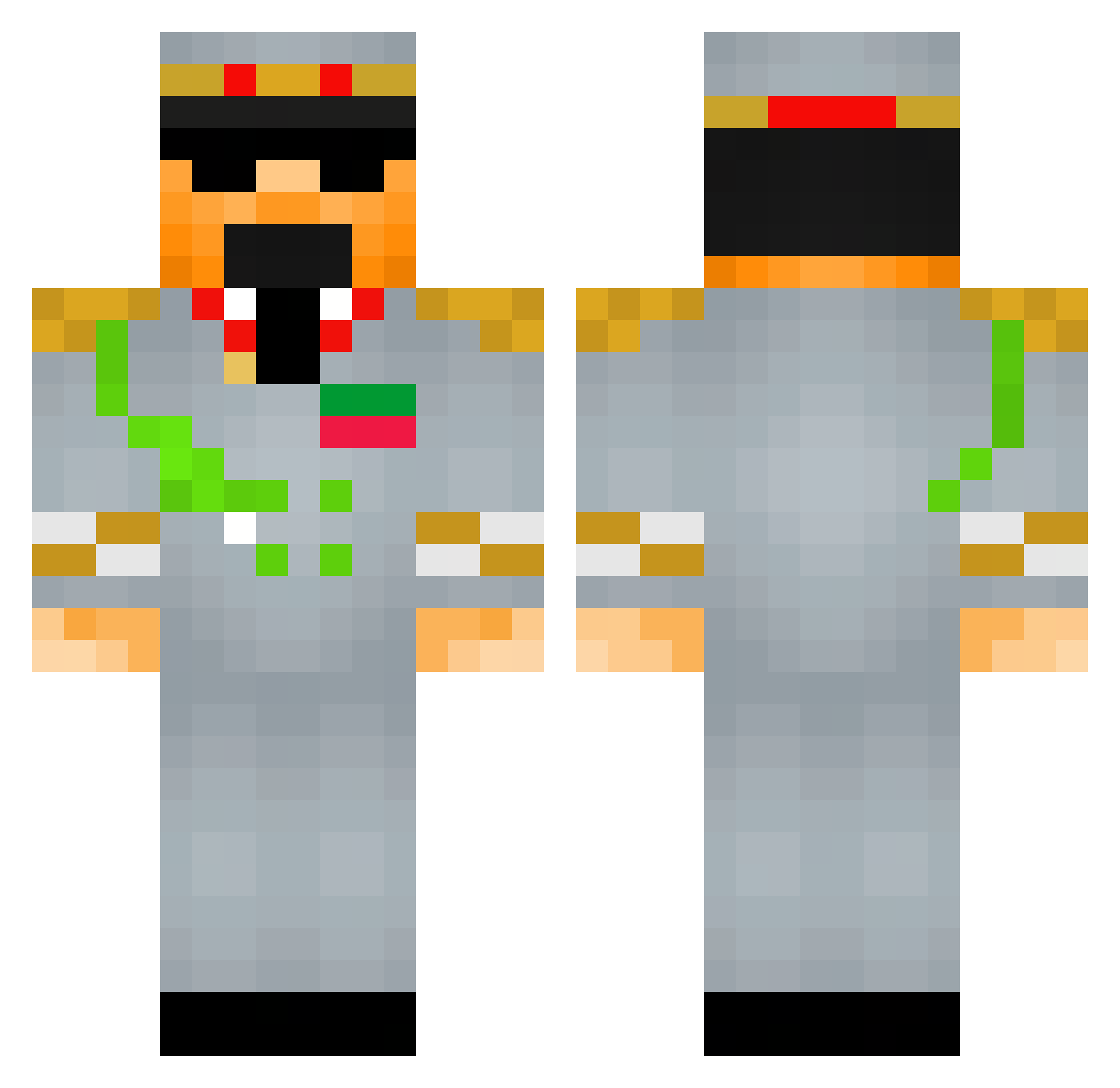 Binair Minecraft skin, front and back view