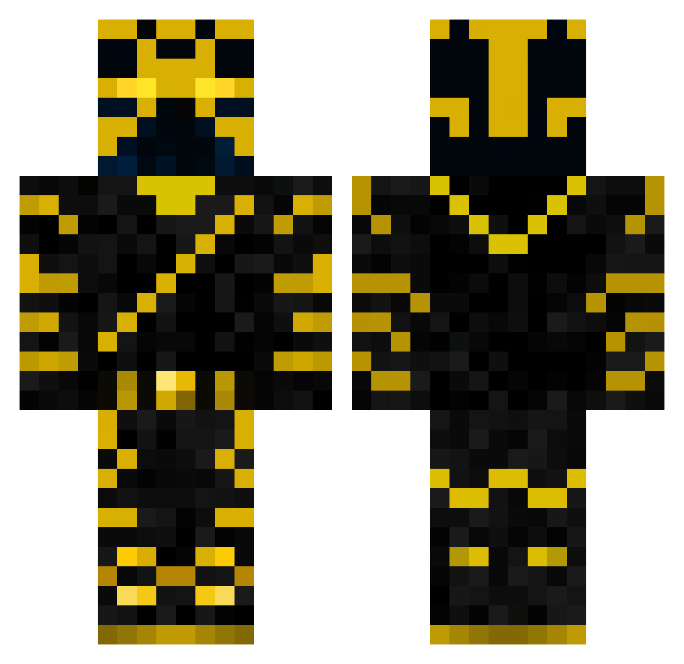 YBY1000 Minecraft skin, front and back view
