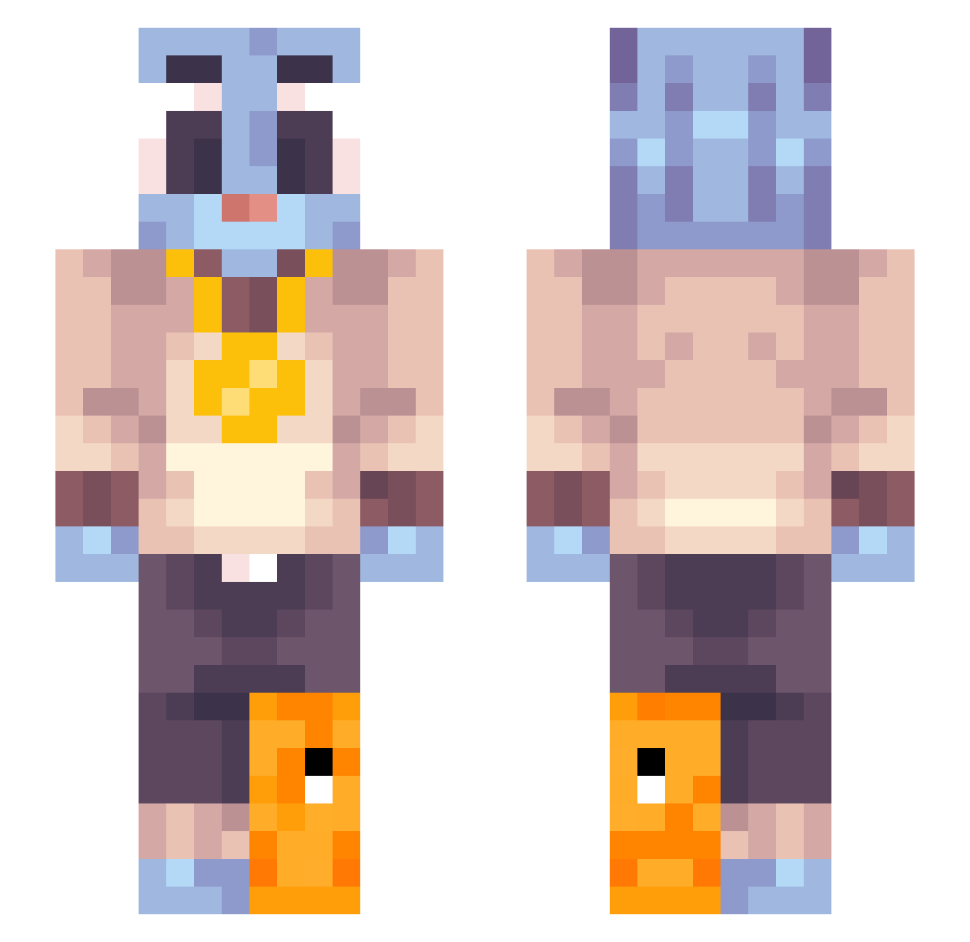 Nerres Minecraft skin, front and back view
