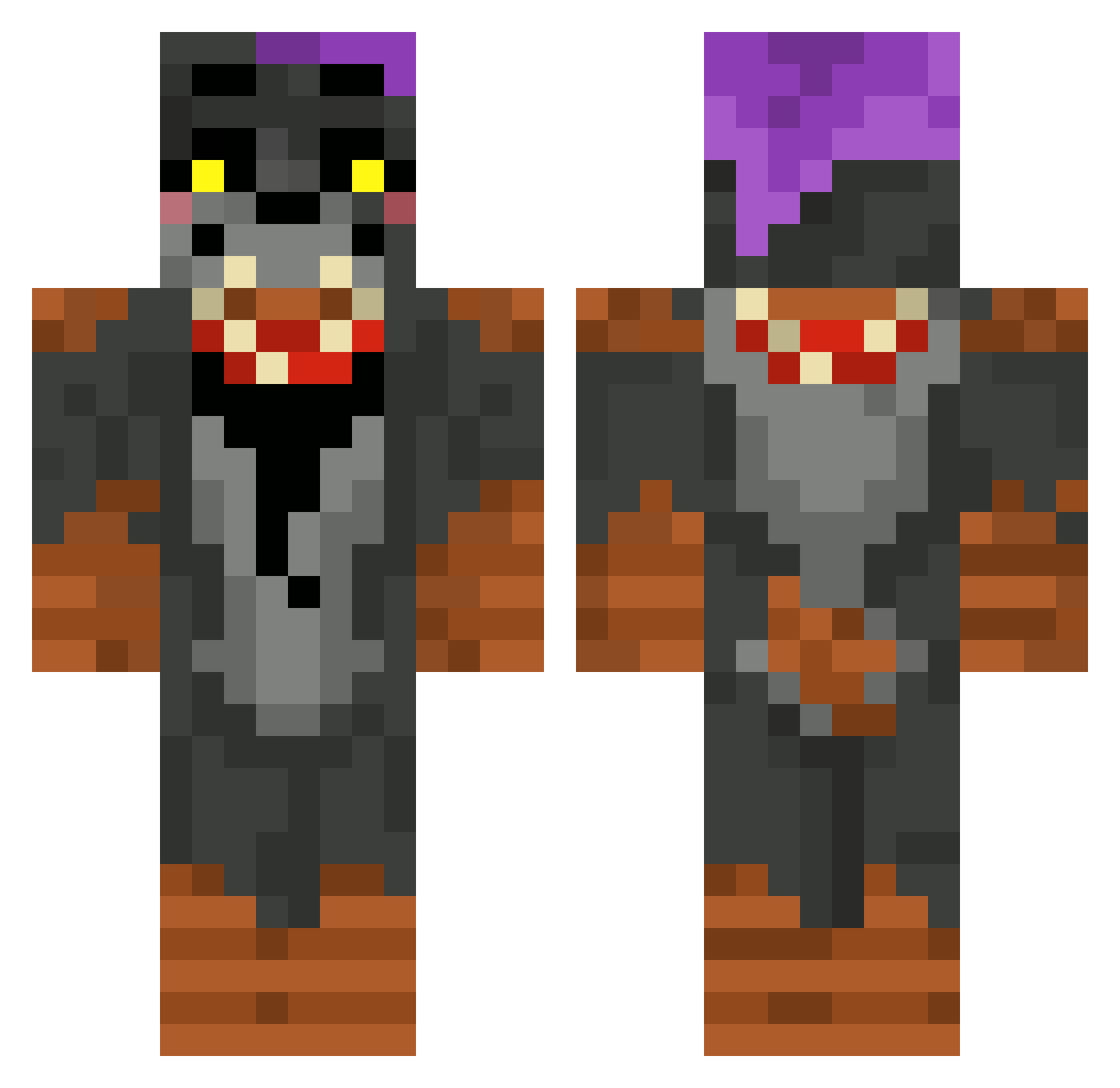 FoxC333 Minecraft skin, front and back view