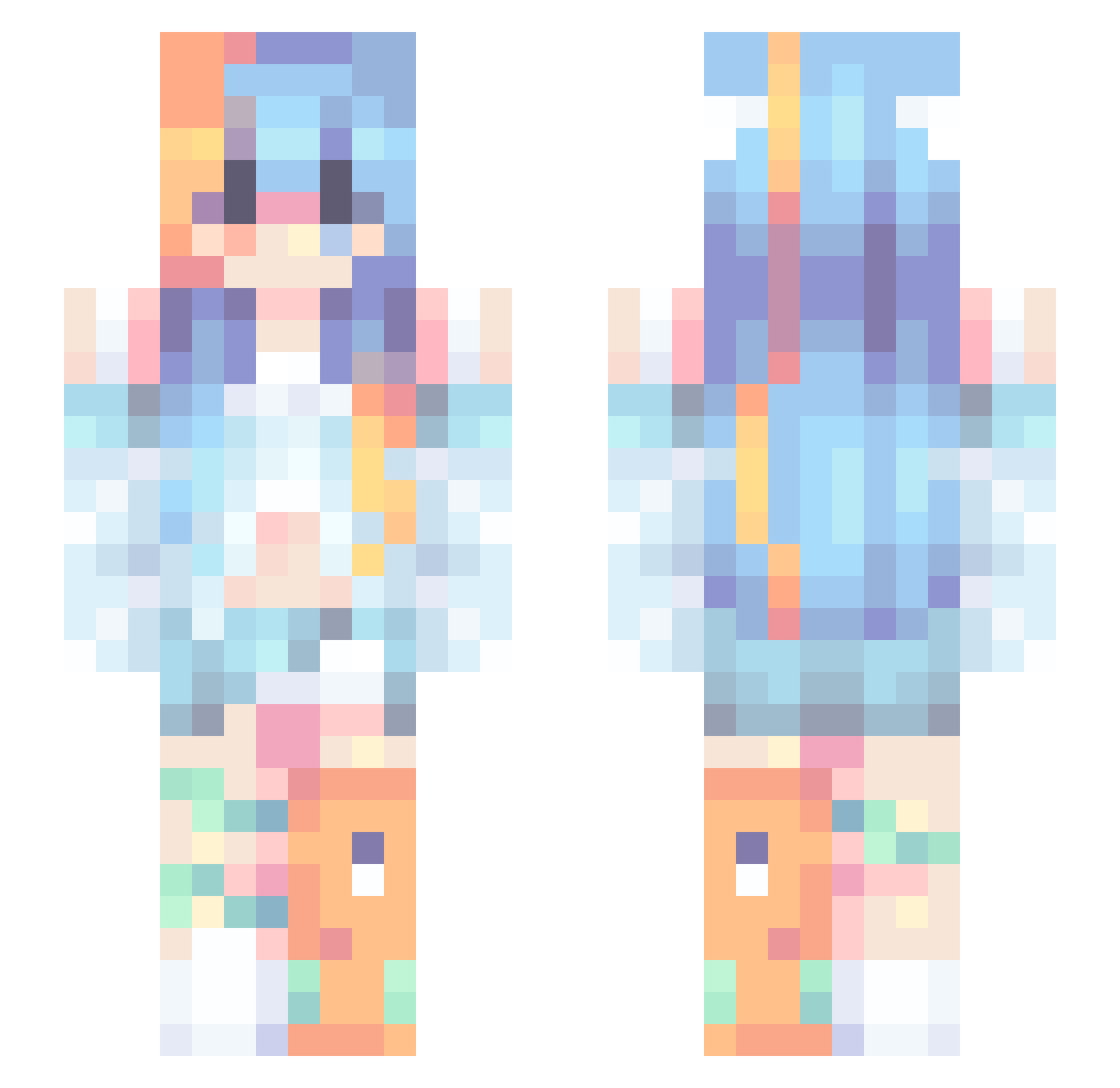 Sinon2001 Minecraft skin, front and back view