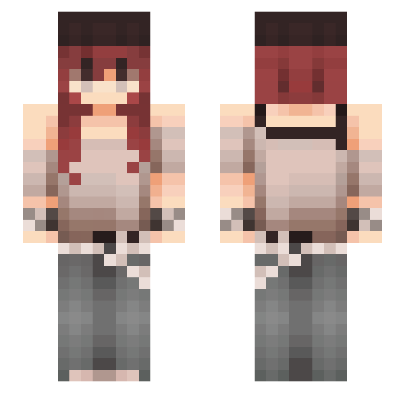 uniriri Minecraft skin, front and back view