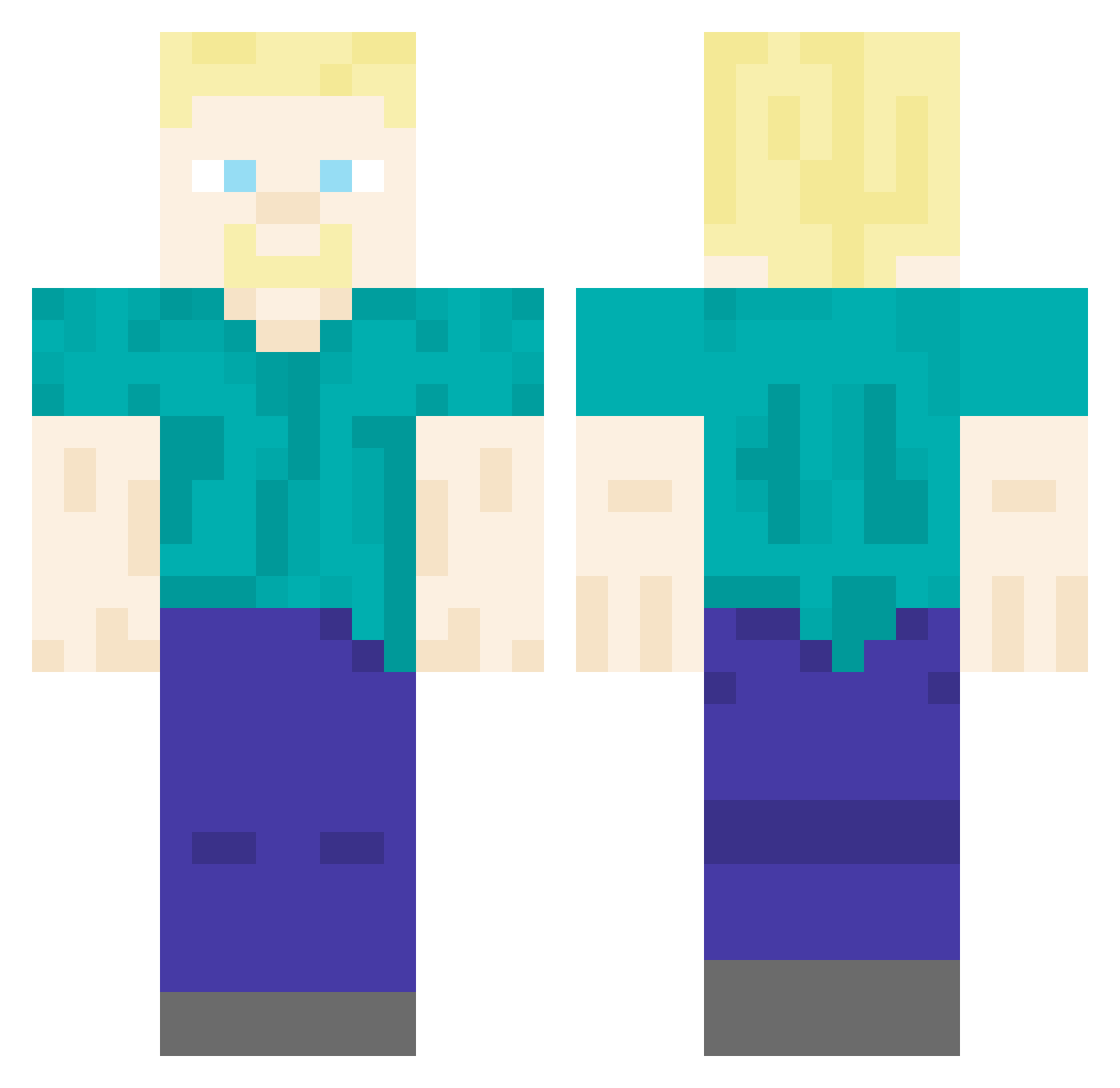 SOIDAWG44 Minecraft skin, front and back view