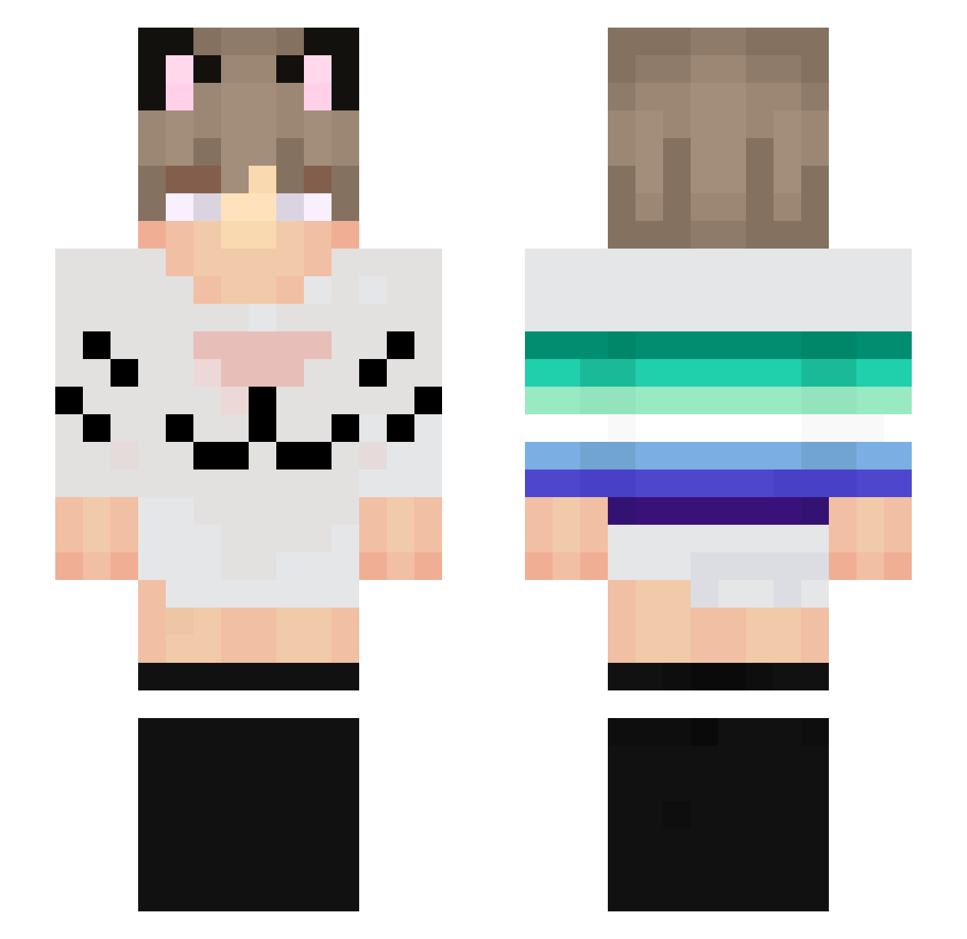 TheCatFarts Minecraft skin, front and back view