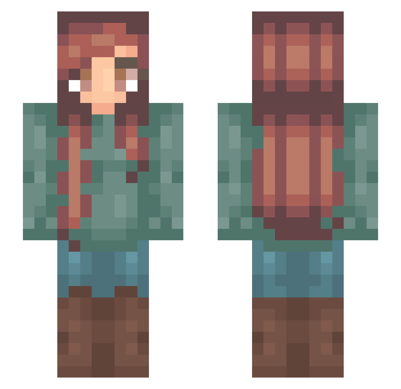 Lauren012 Minecraft skin, front and back view