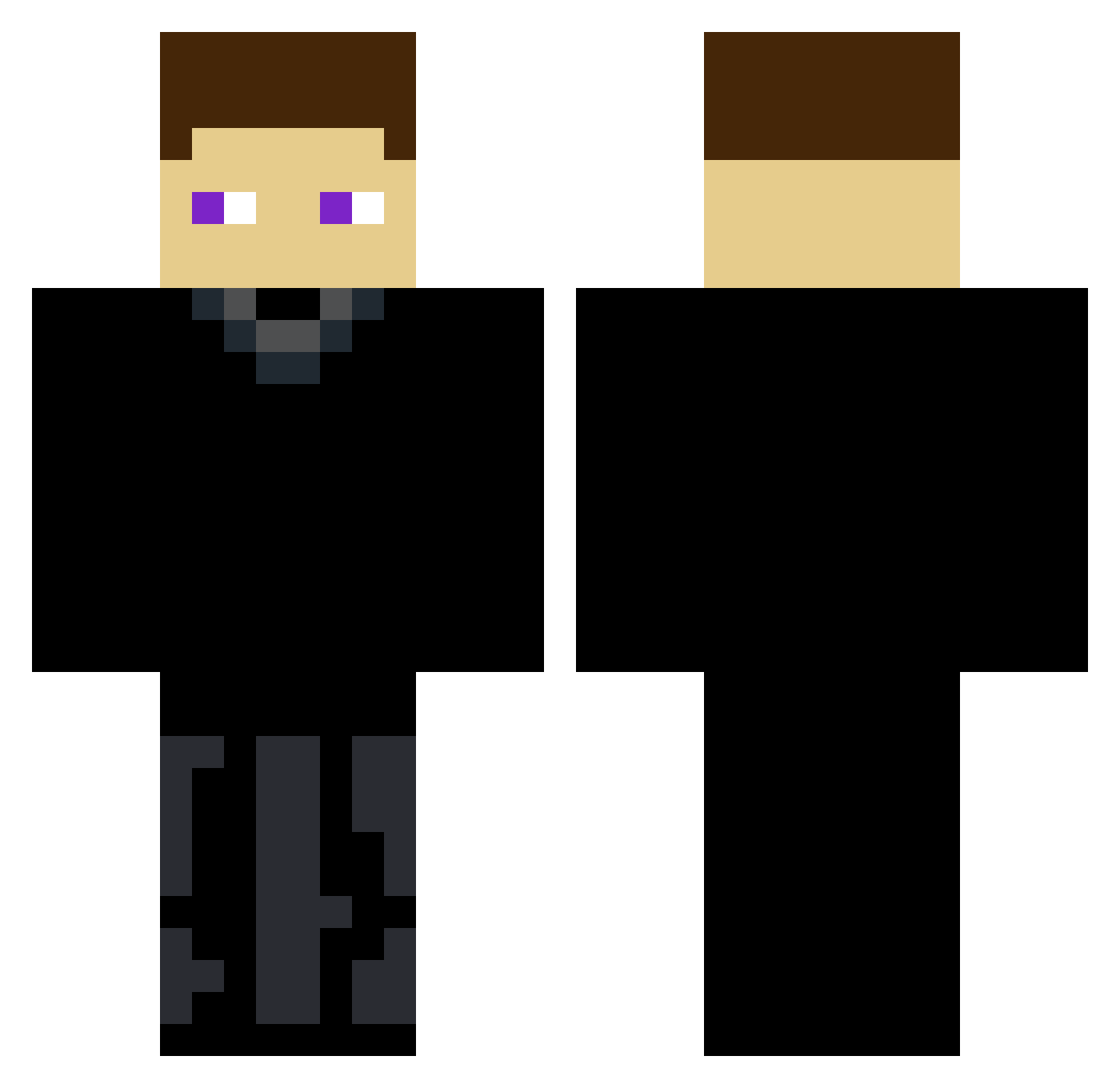 PurpleGuyYes Minecraft skin, front and back view