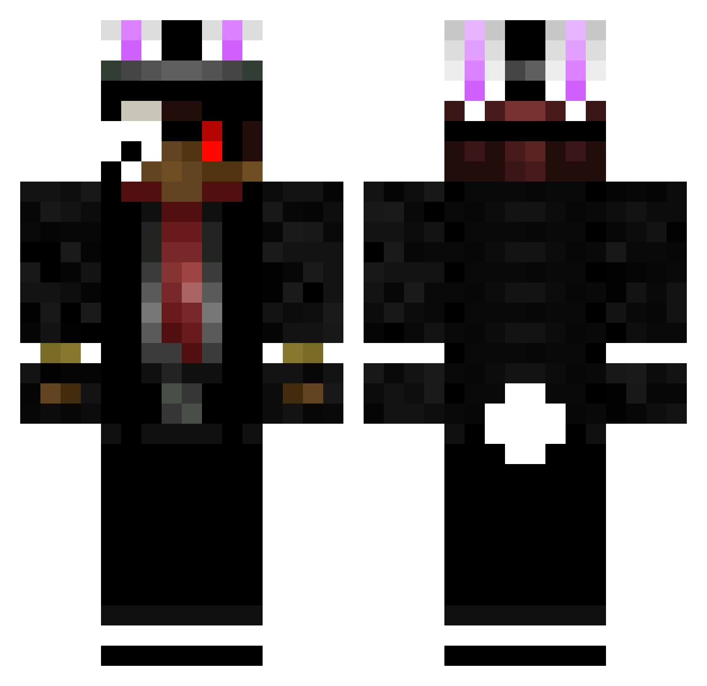 Adhict Minecraft skin, front and back view